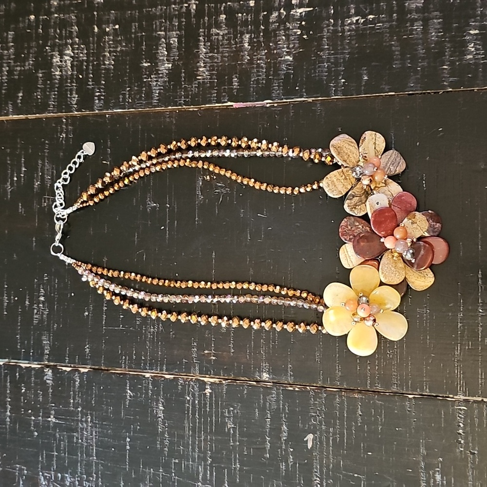 Anthropologie Semiprec Triple Brown Necklace
